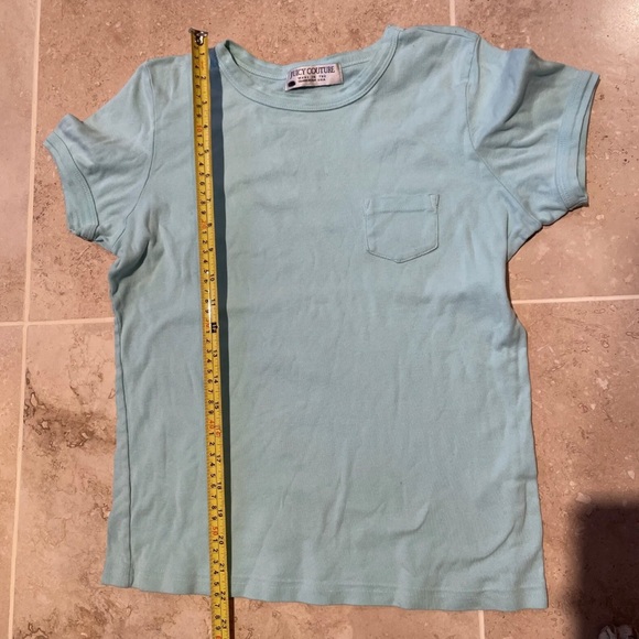 JUICY COUTURE Vintage Girls XL light Turquoise Green t shirt With pocket - Picture 3 of 5